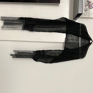 GORGEOUS BLACK BEADED SHAWL! Gently worn, good condition!